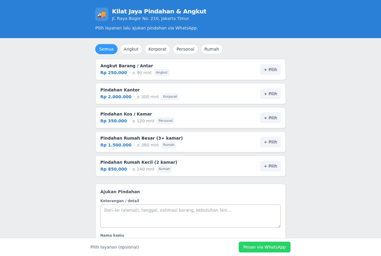 Jasa Pindahan & Angkut — Pesan Online (Pelanggan)