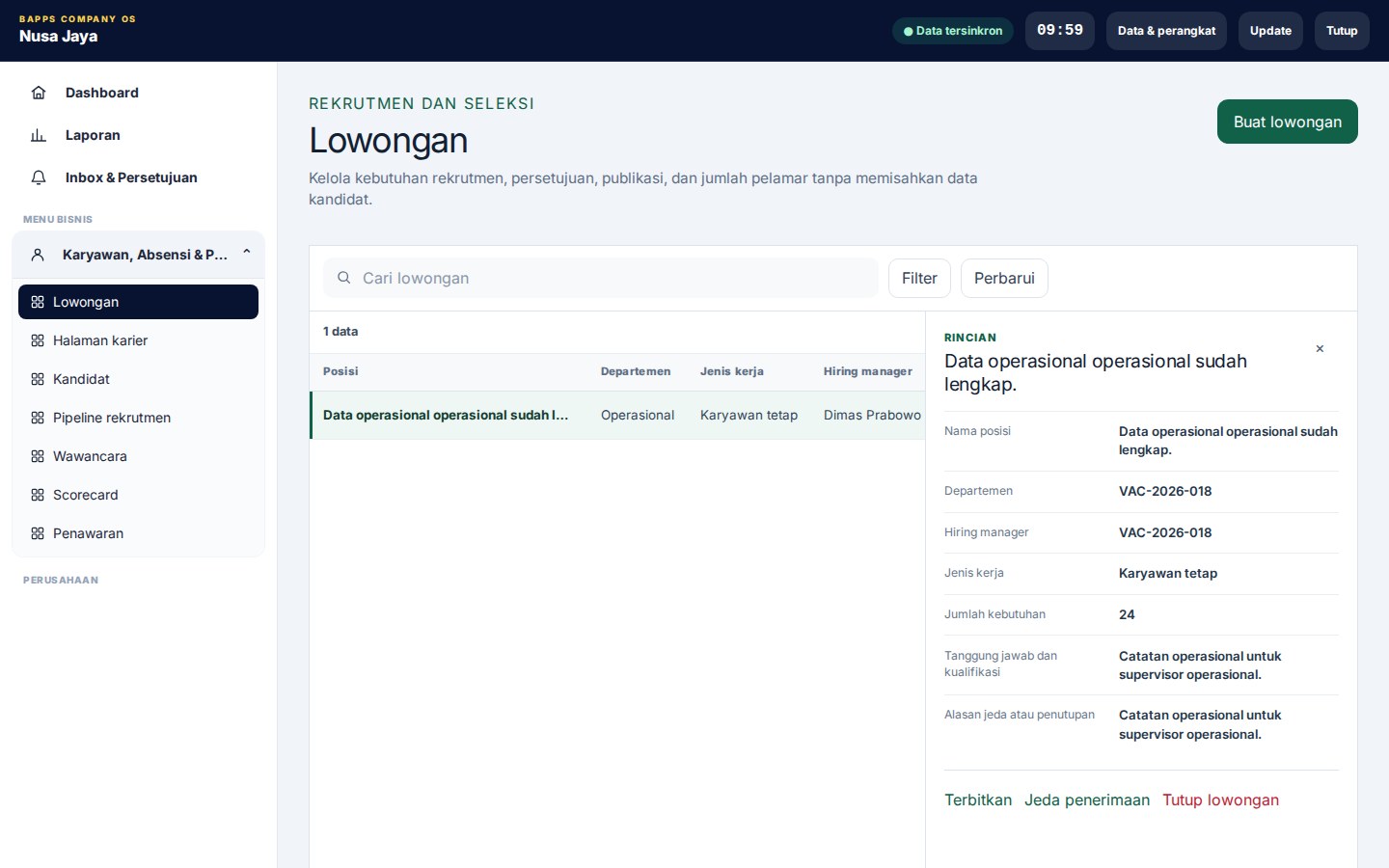 Recruitment / ATS — Lowongan