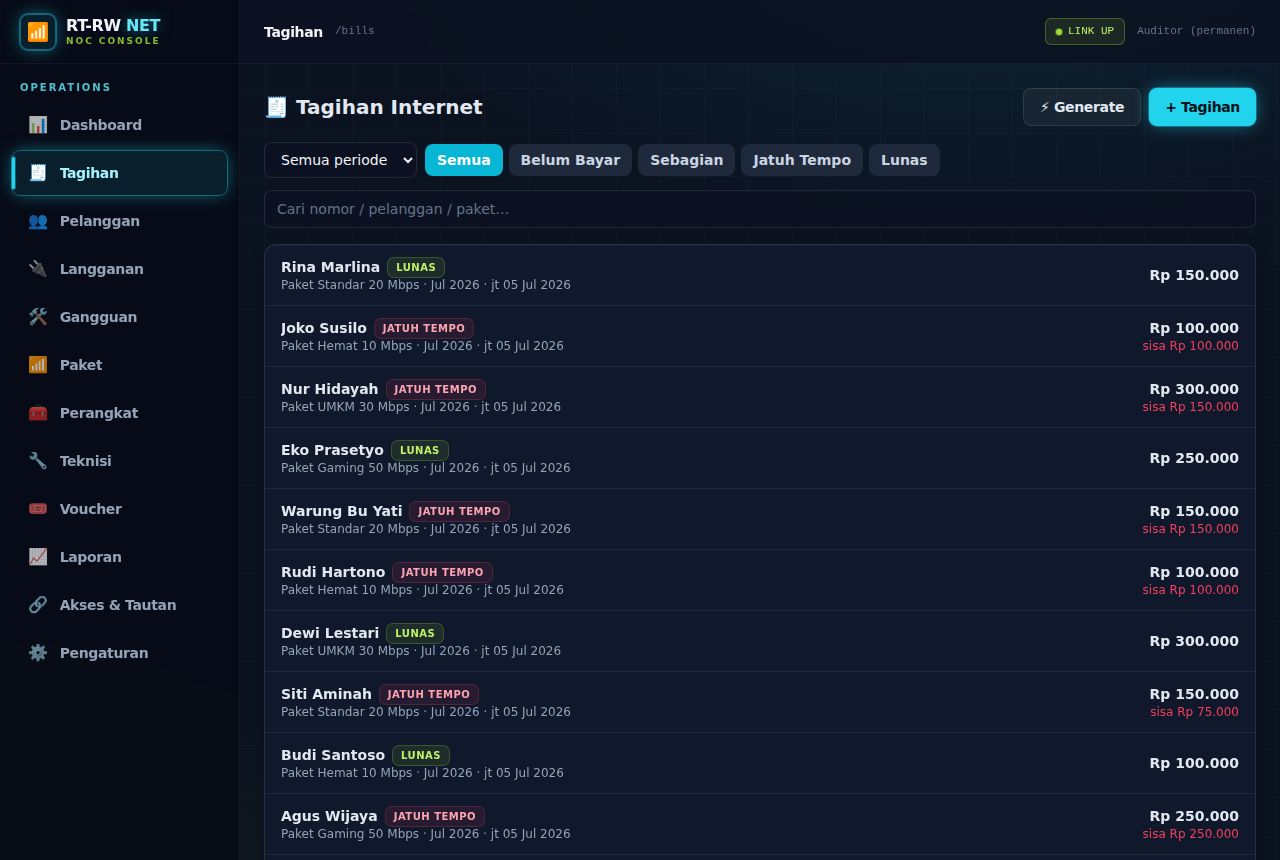 RT-RW Net & WiFi Billing — Tagihan