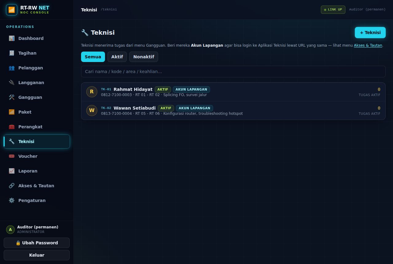RT-RW Net & WiFi Billing — Teknisi