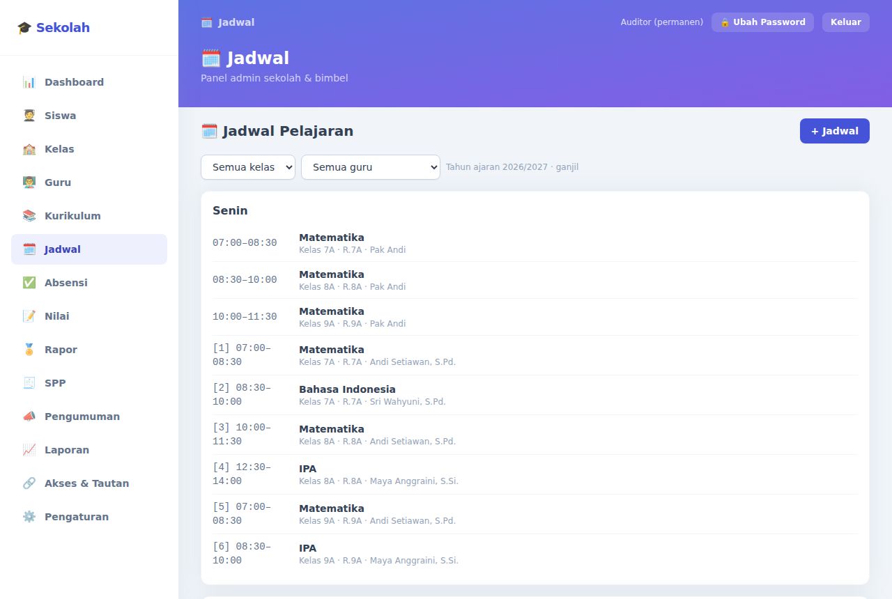 Sekolah & Bimbel — Jadwal