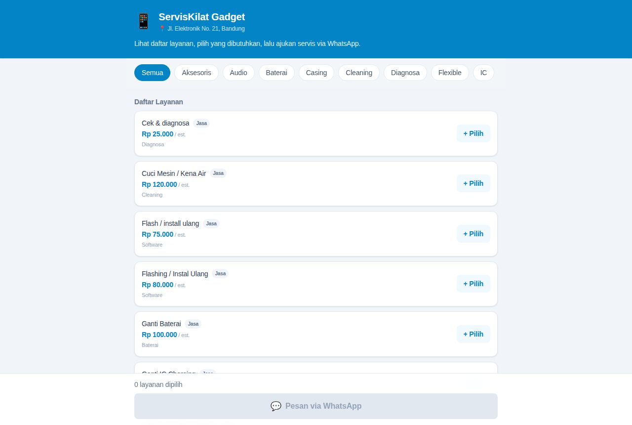 Service HP & Laptop — Pesan Online (Pelanggan)