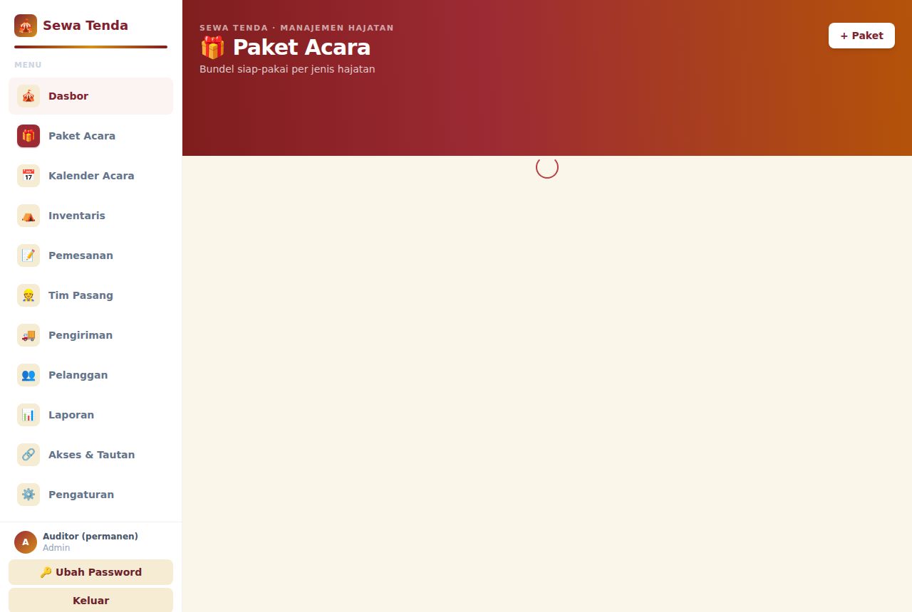 Sewa Tenda & Alat Pesta — Dashboard