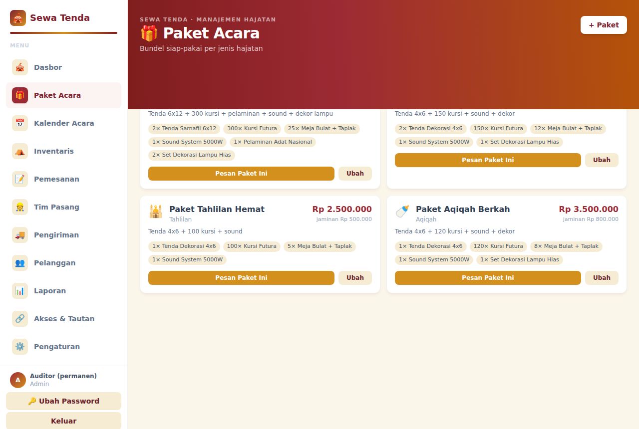 Sewa Tenda & Alat Pesta — Paket Acara
