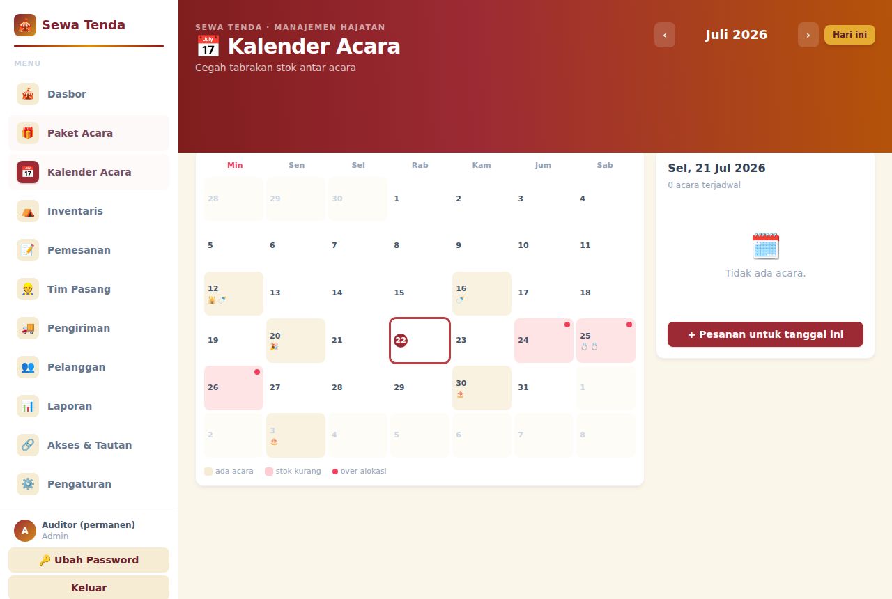 Sewa Tenda & Alat Pesta — Kalender Acara