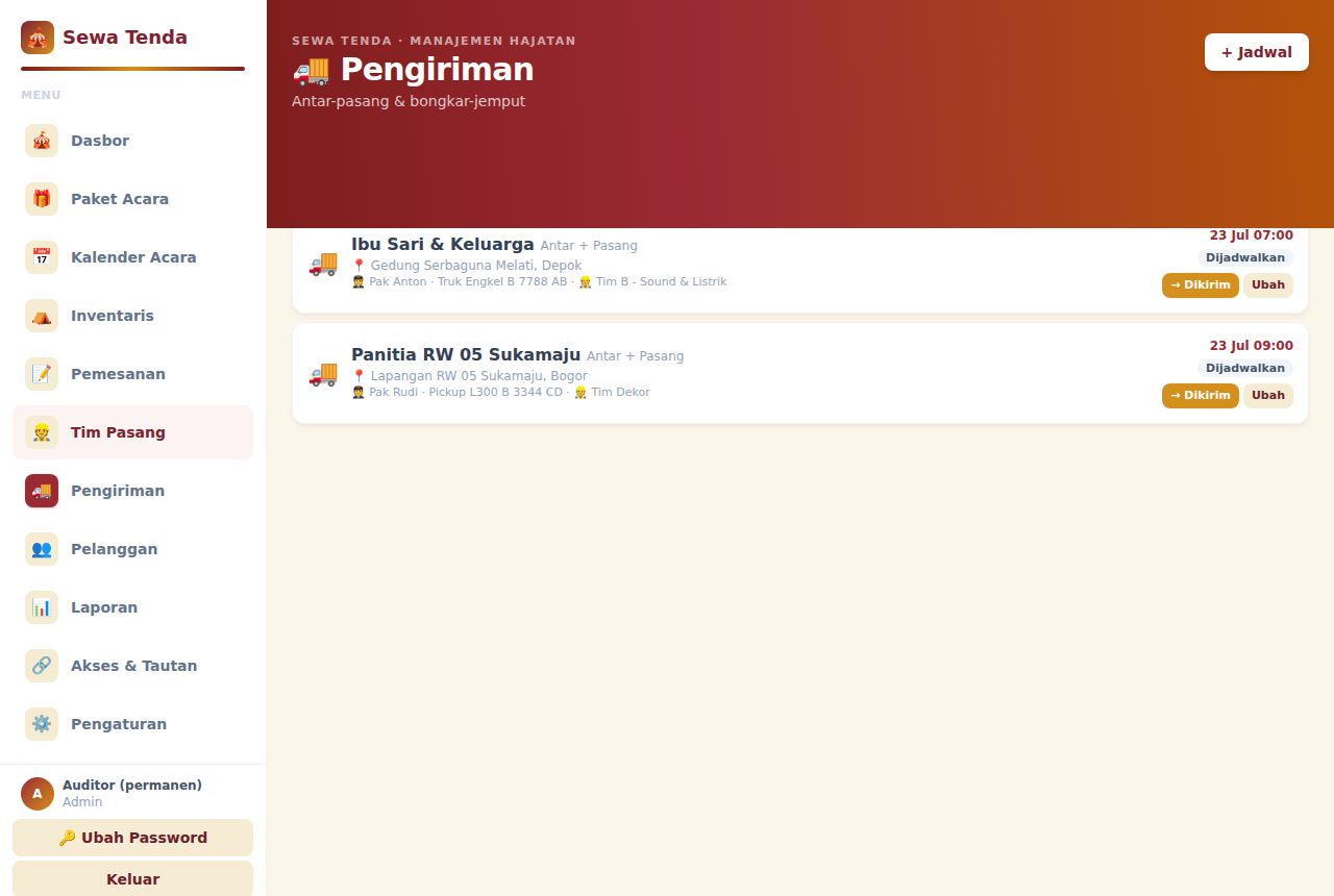 Sewa Tenda & Alat Pesta — Pengiriman