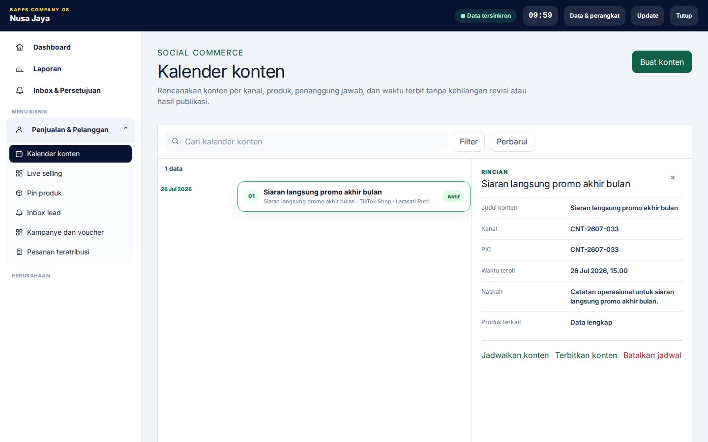Social Commerce Studio — tampilan aplikasi