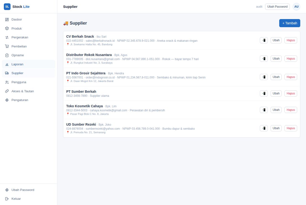 Stock Manager Lite — Suppliers