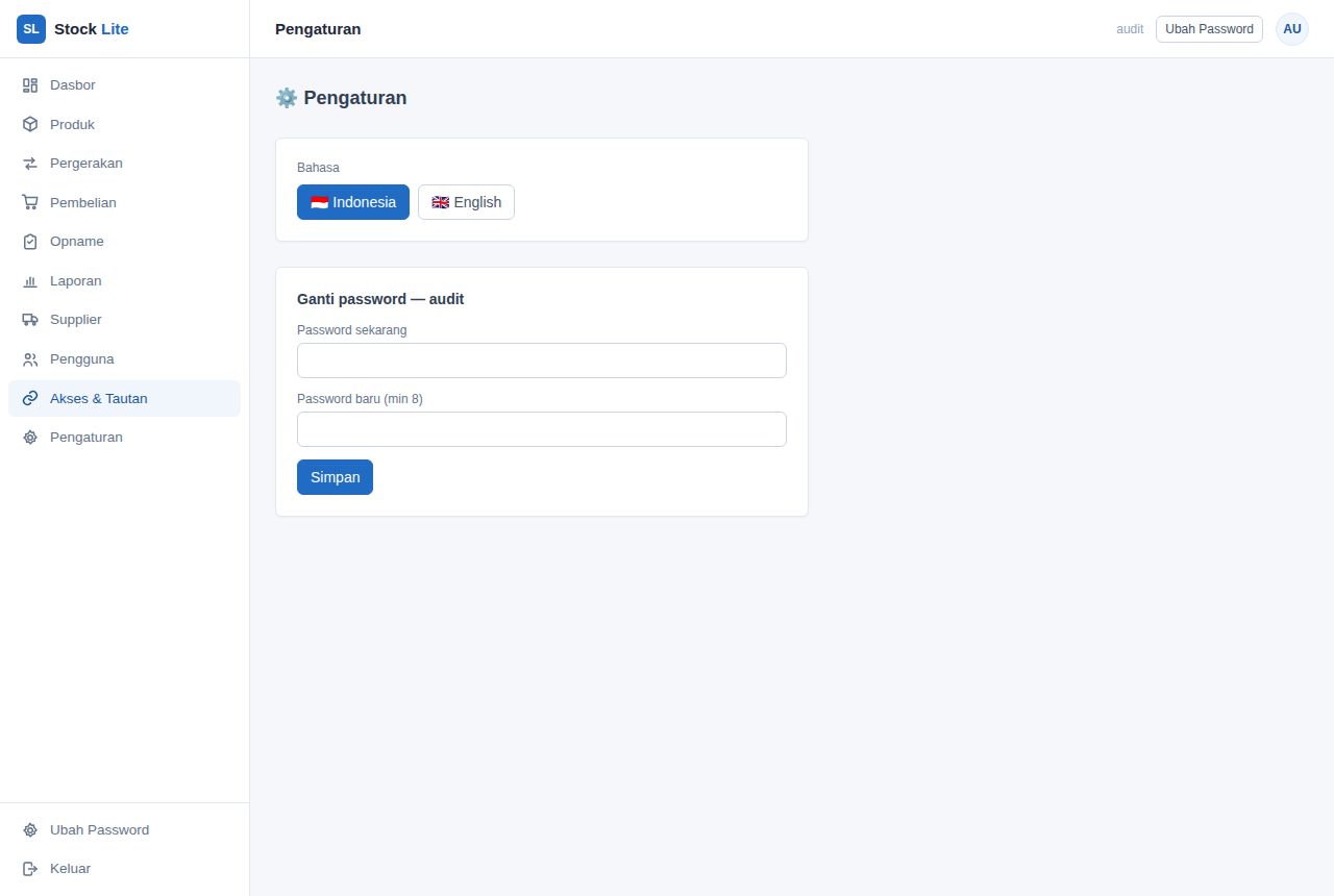 Stock Manager Lite — Akses