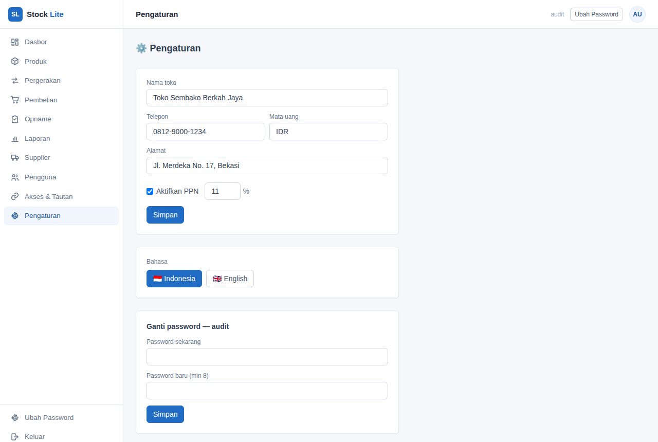 Stock Manager Lite — Settings