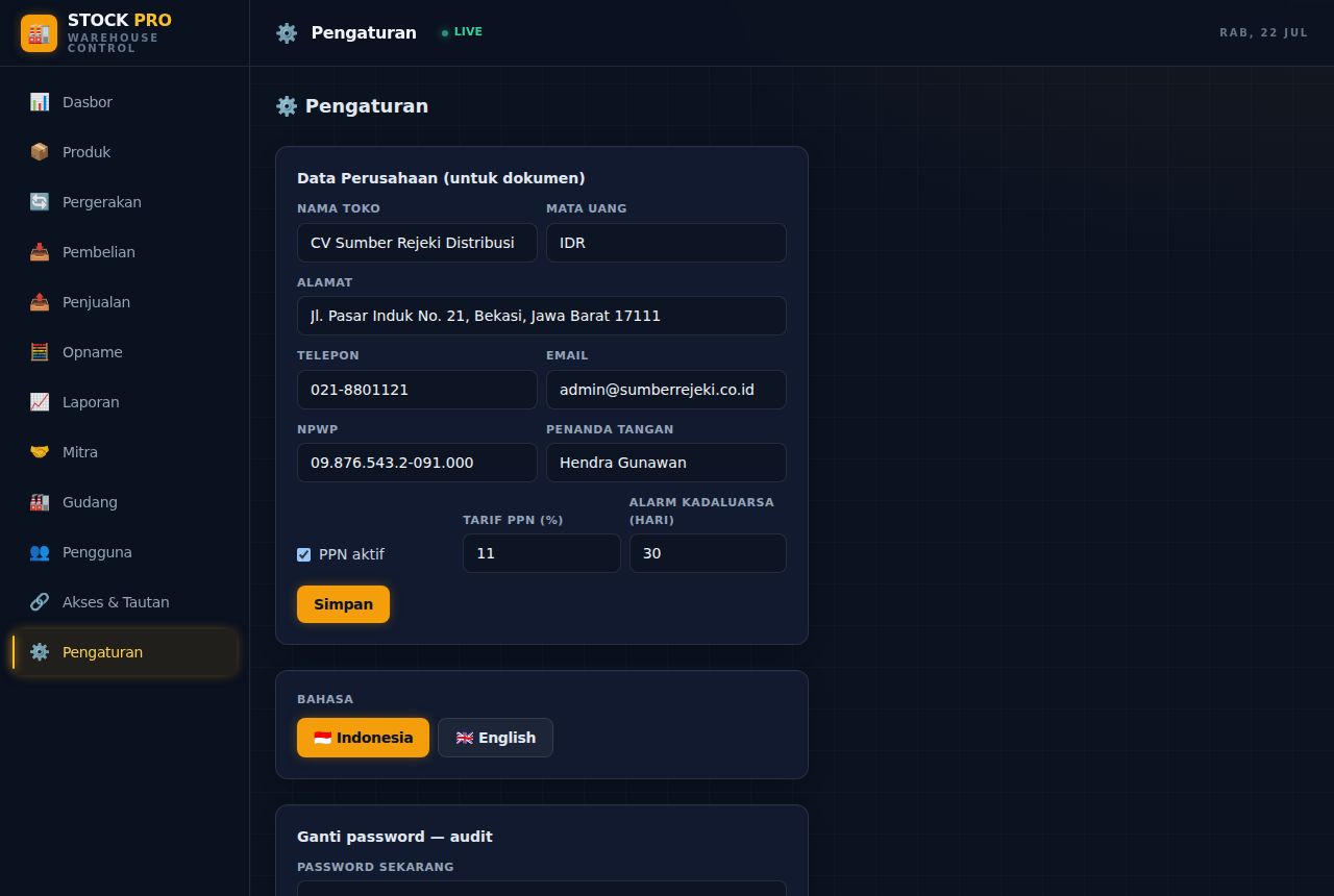 Stock Manager Pro — Settings