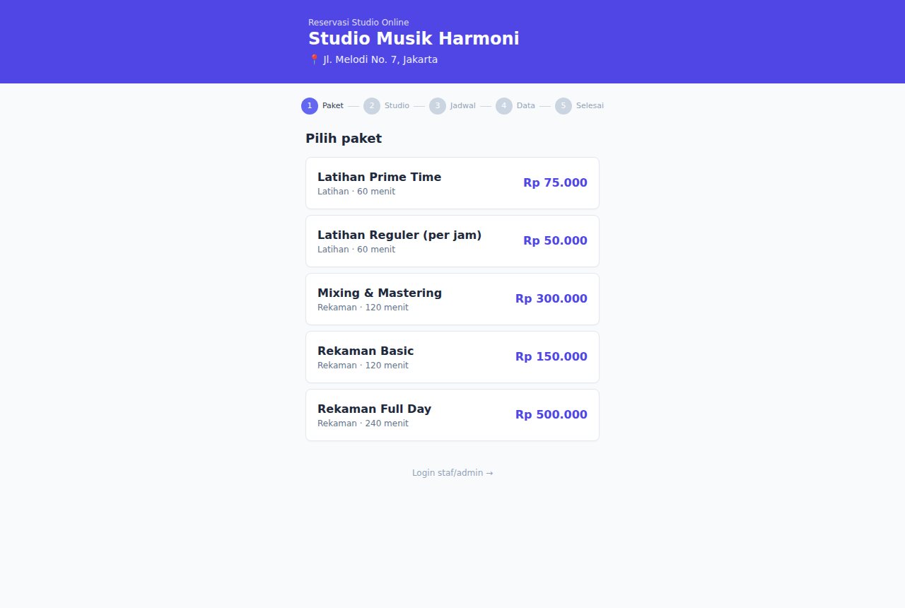 Studio Musik — Booking Online (Pelanggan)