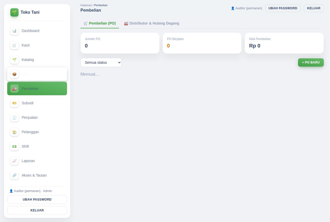 Toko Pertanian (Pupuk & Bibit) — Stok