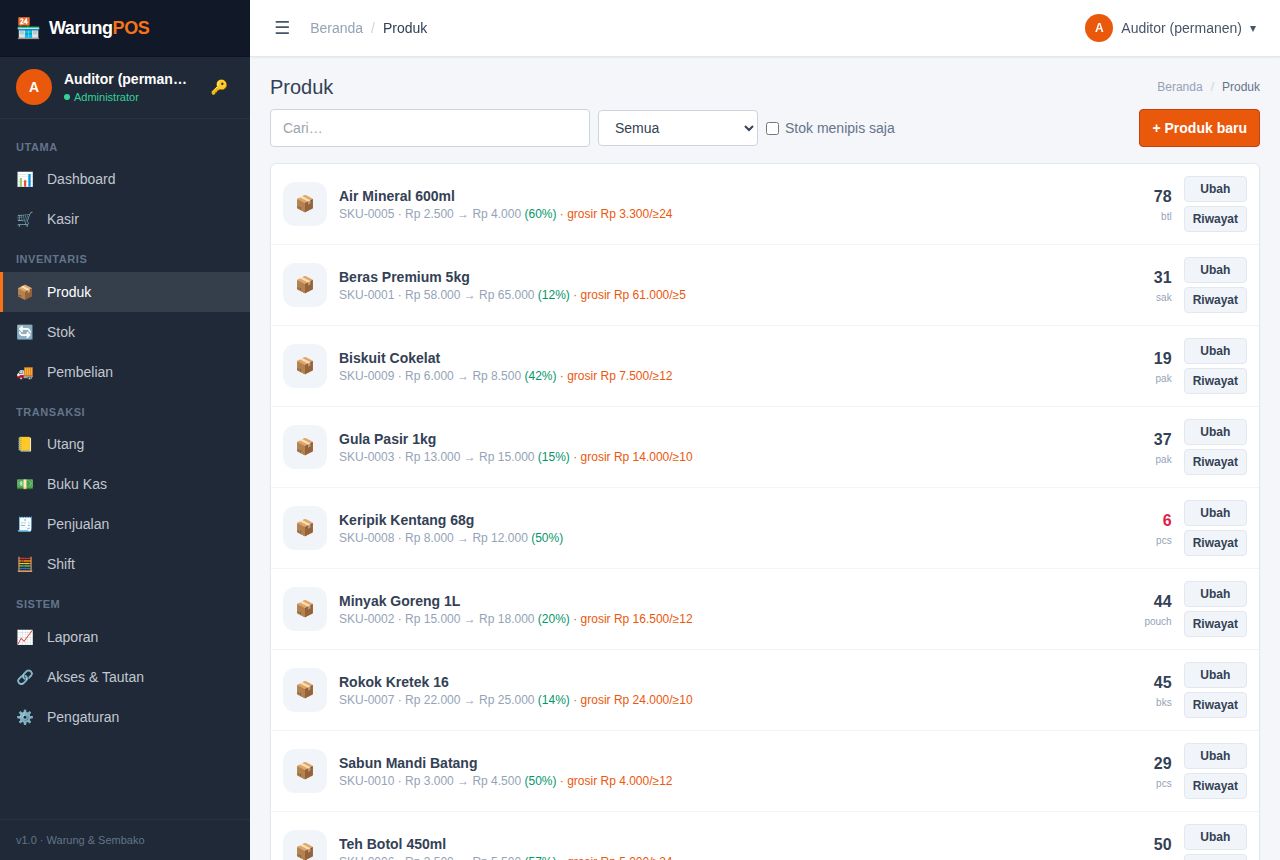 Warung & Sembako — Produk